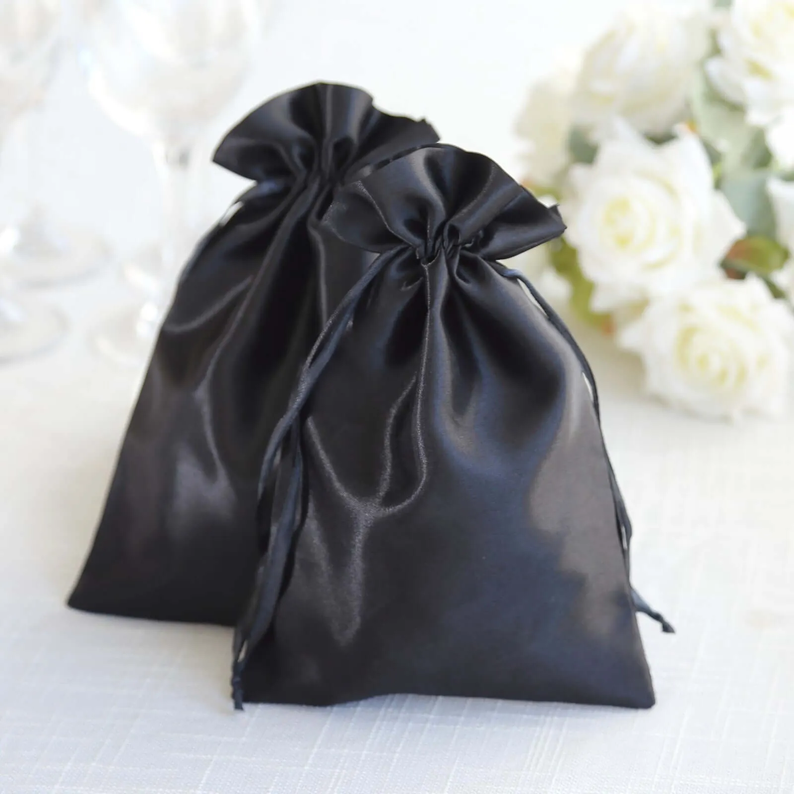 10 Pack Black Organza Drawstring Wedding Party Favor Gift Bags 6"x9"