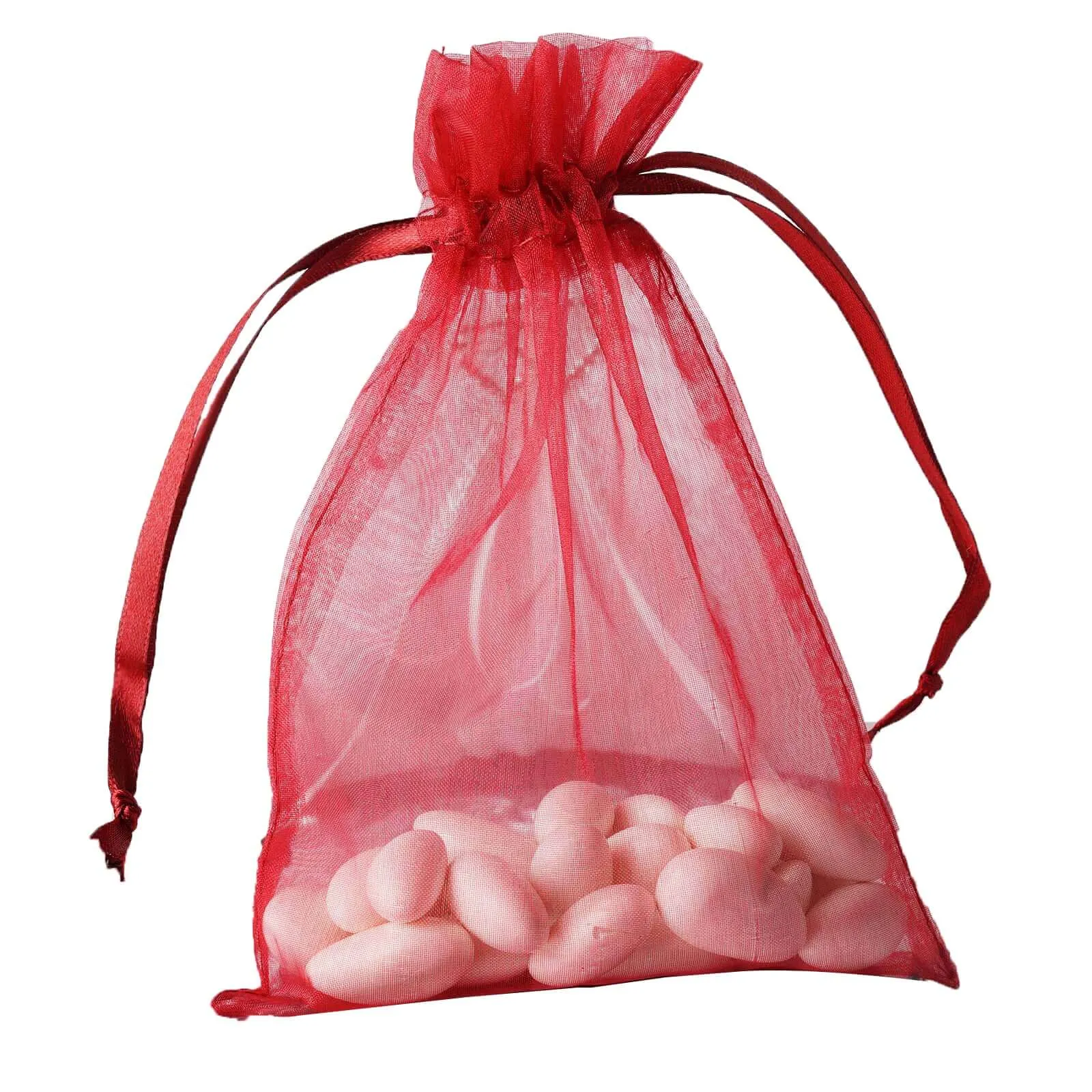 10 Pack Burgundy Organza Drawstring Wedding Party Favor Gift Bags 5"x7"