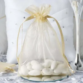 10 Pack Champagne Organza Drawstring Wedding Party Favor Gift Bags 5"x7"