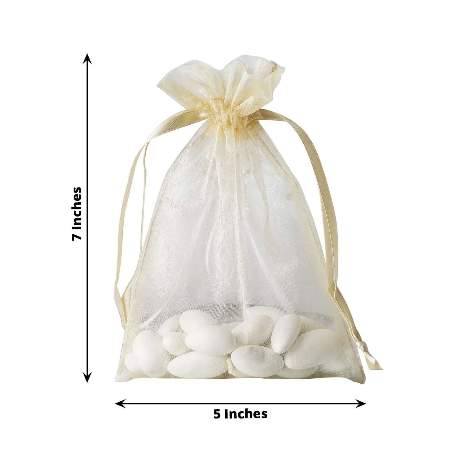10 Pack Champagne Organza Drawstring Wedding Party Favor Gift Bags 5"x7"