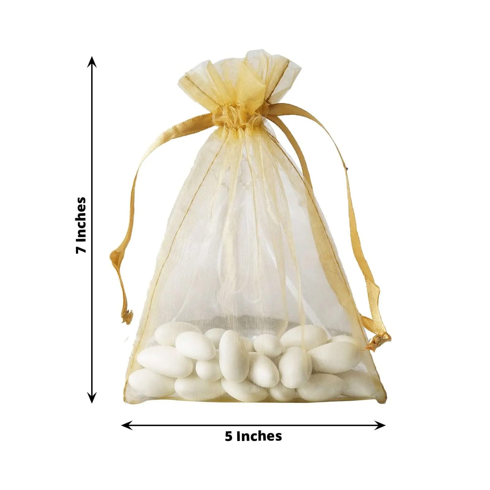 10 Pack Gold Organza Drawstring Wedding Party Favor Gift Bags 5"x7"