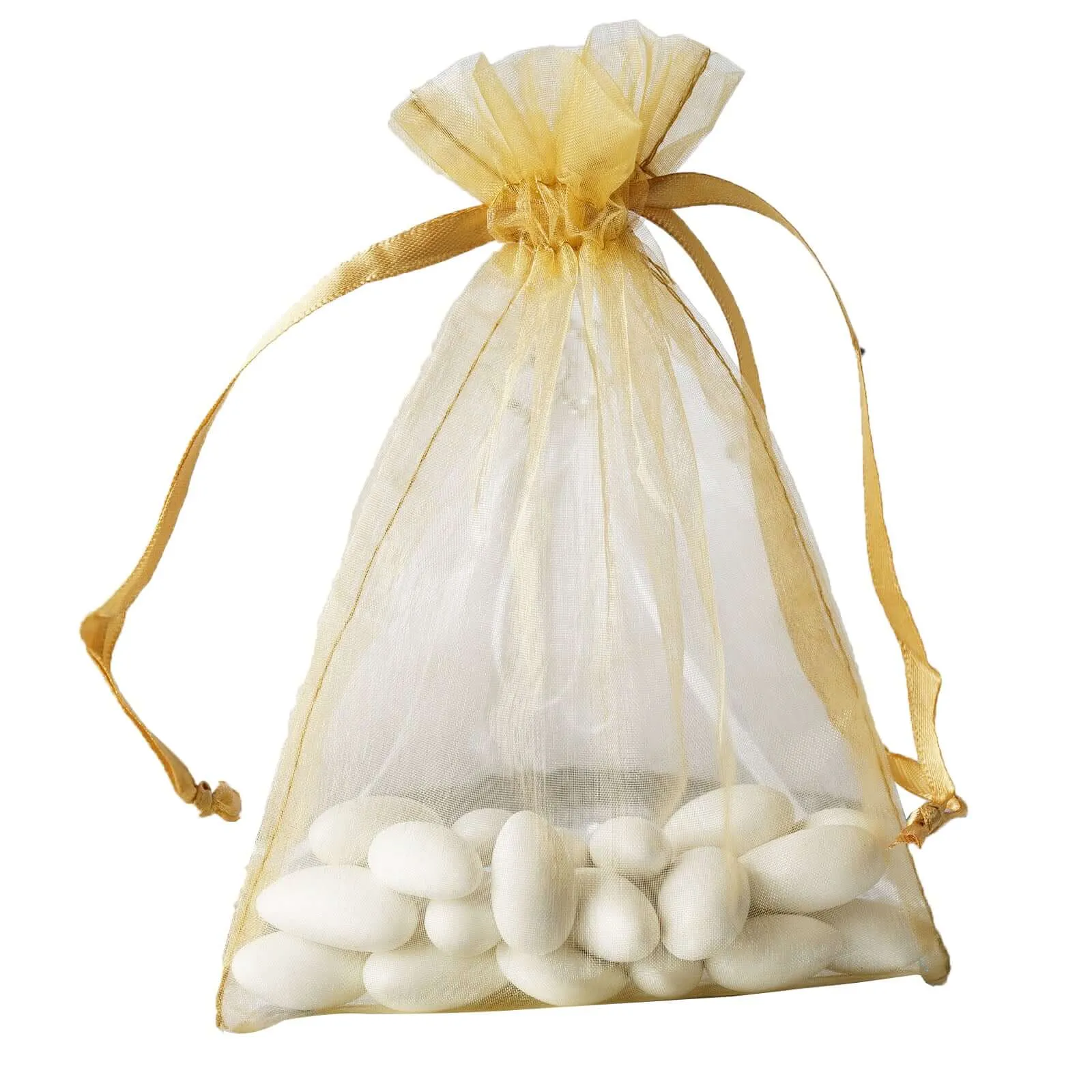 10 Pack Gold Organza Drawstring Wedding Party Favor Gift Bags 5"x7"