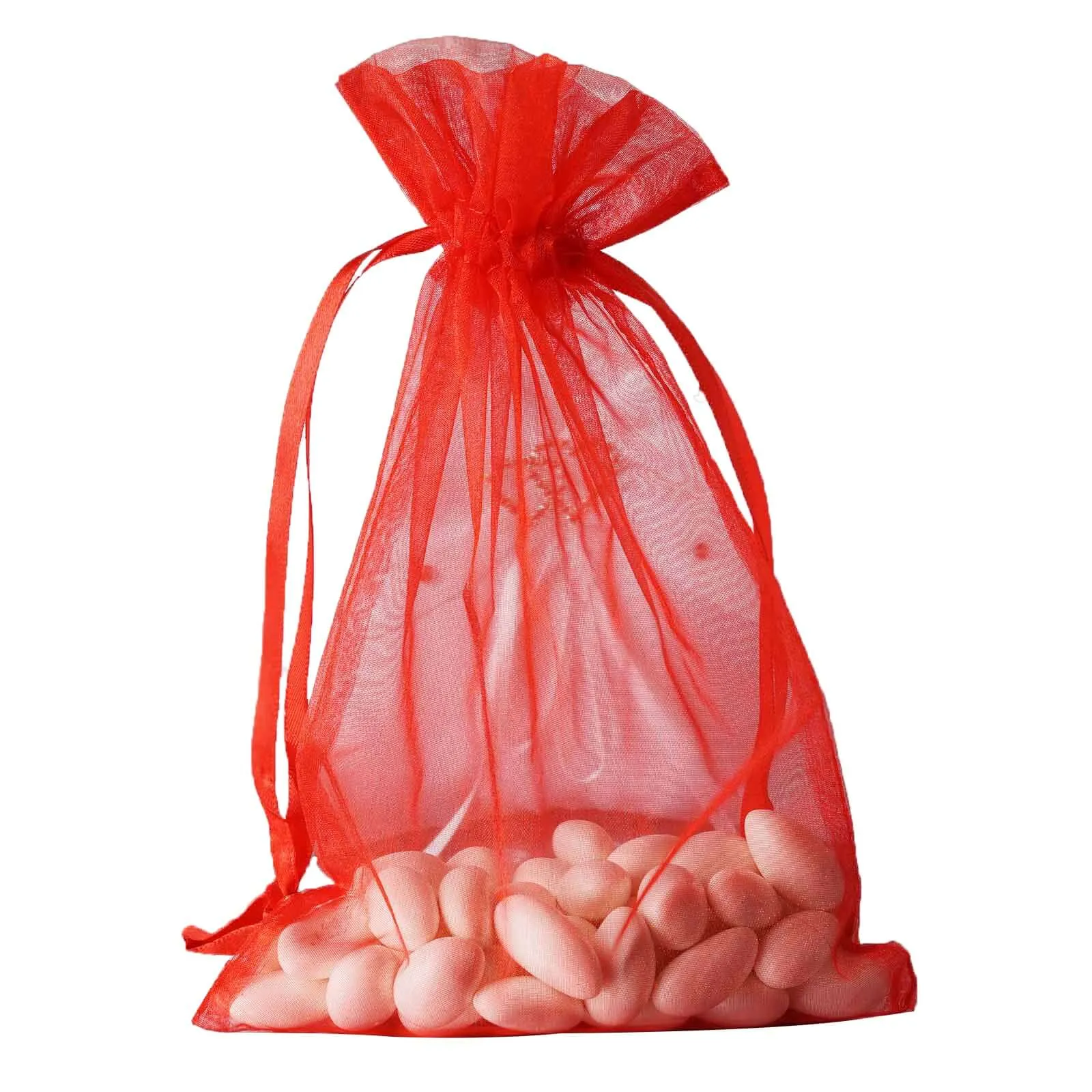 10 Pack Red Organza Drawstring Wedding Party Favor Gift Bags 6"x9"