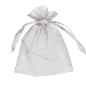 10 Pack Silver Organza Bag - 10cm x 14cm