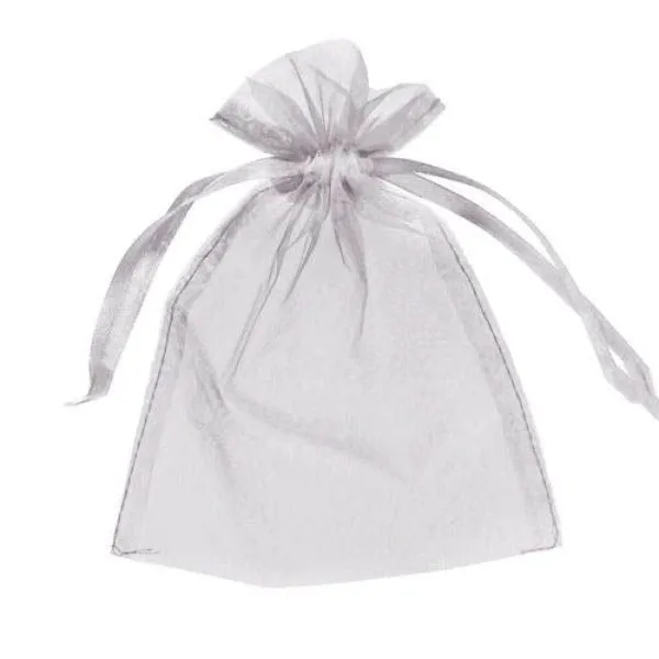 10 Pack Silver Organza Bag - 10cm x 14cm
