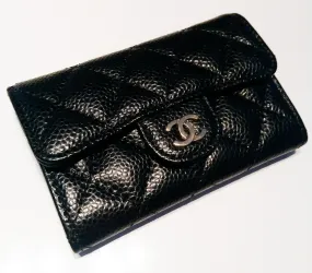 Chanel Black Classic Flap Card Caviar Leather Card Holder Wallet