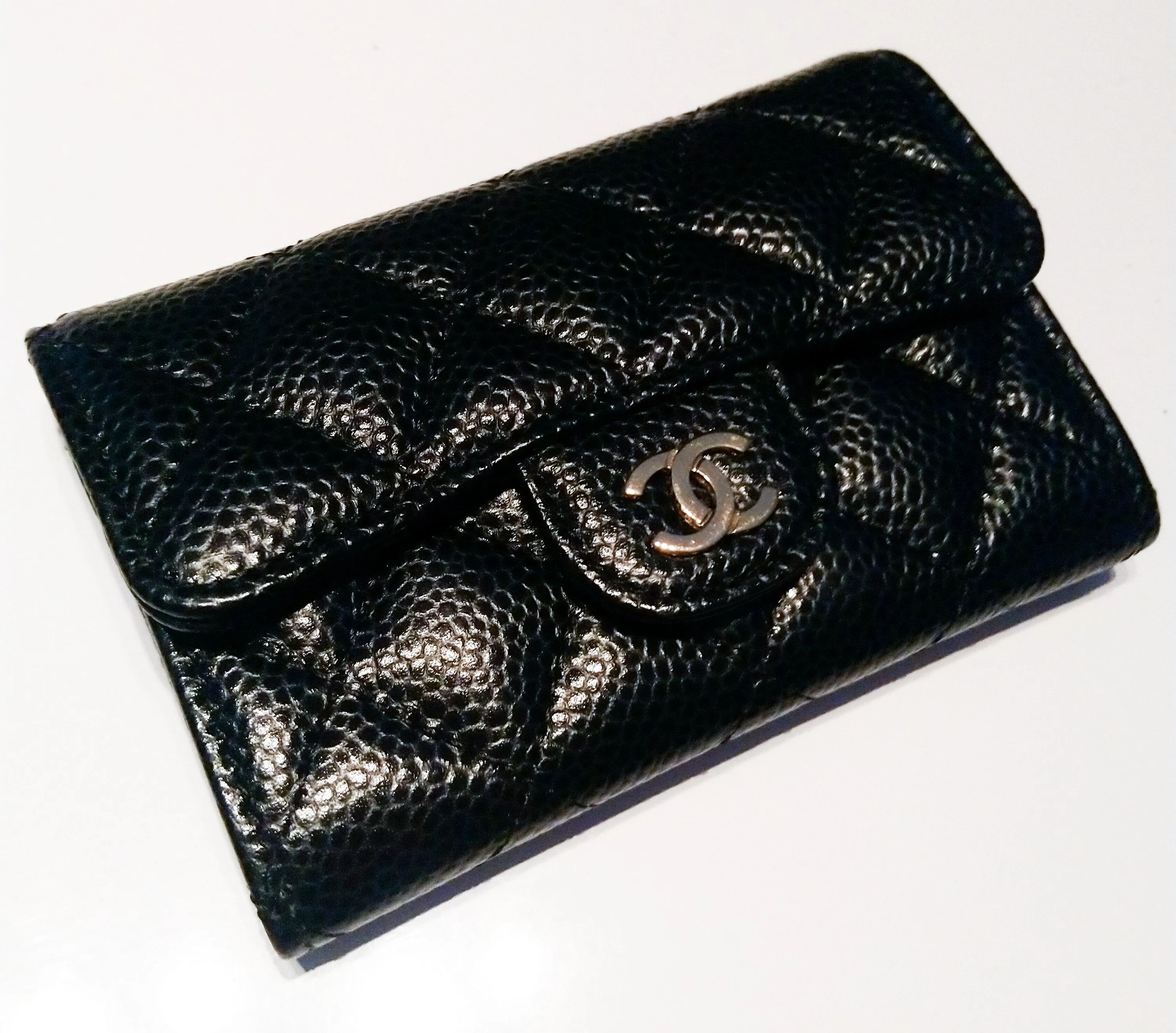 Chanel Black Classic Flap Card Caviar Leather Card Holder Wallet