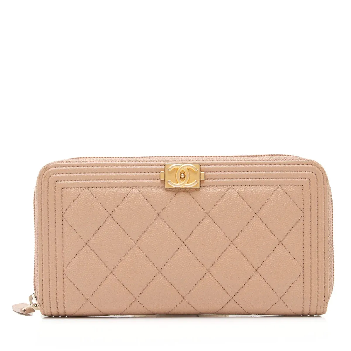CHANEL CAVIAR QUILTED LEATHER BOY LONG ZIP WALLET