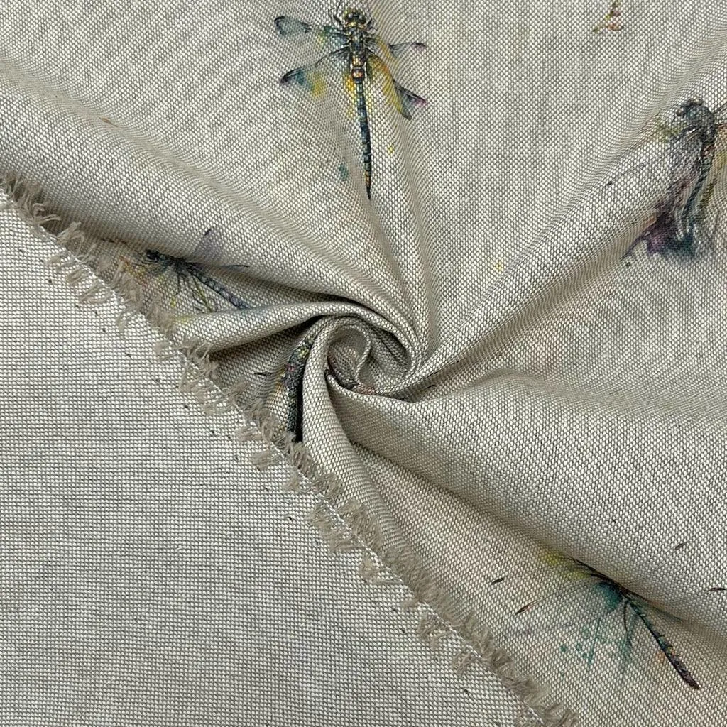 Dragonflies Digital Linen Look Polycotton Fabric