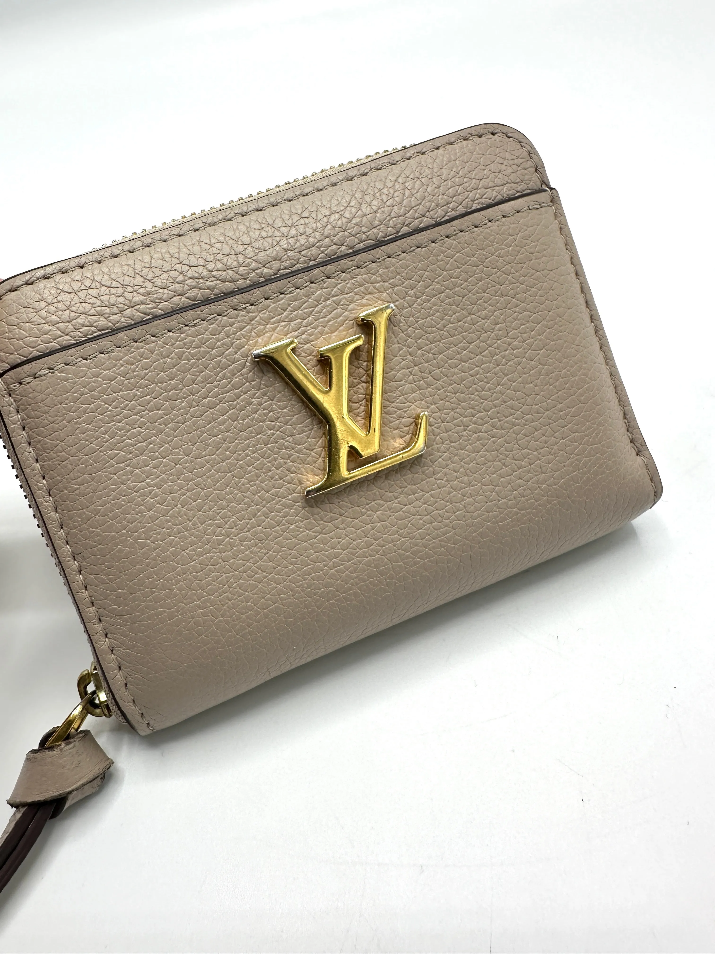 Griege Pebbled Lockme Zip Compact Wallet