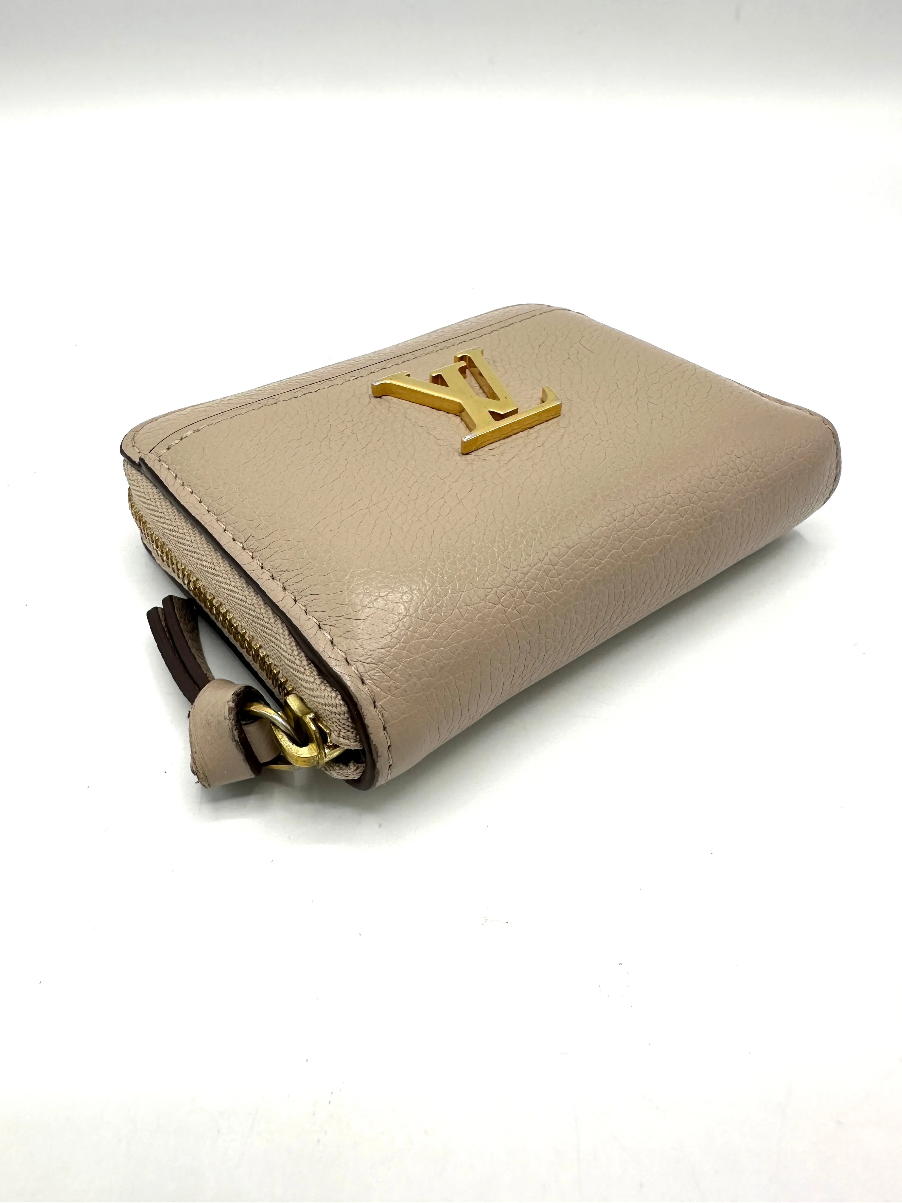 Griege Pebbled Lockme Zip Compact Wallet