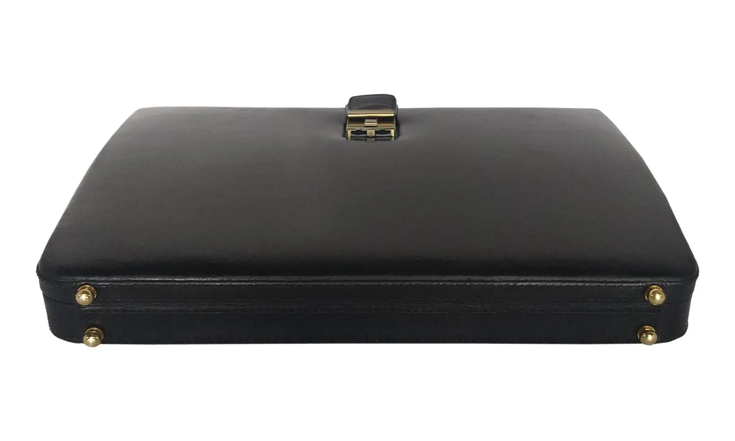 MANDAVA Men's Genuine Leather Attache Briefcase Vintage Executive Business Handbag 14 inch Laptop MacBook Carry Case (Black)