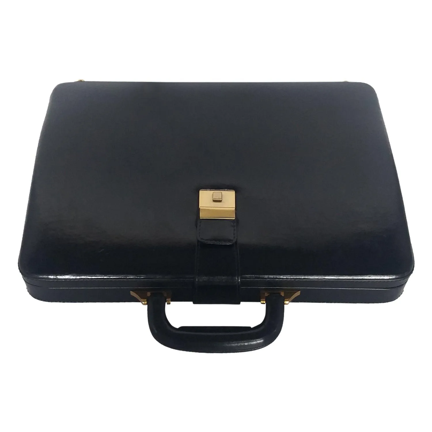 MANDAVA Men's Genuine Leather Attache Briefcase Vintage Executive Business Handbag 14 inch Laptop MacBook Carry Case (Black)