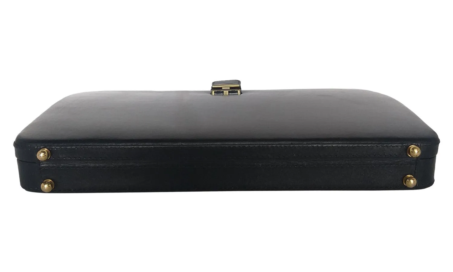 MANDAVA Men's Genuine Leather Attache Briefcase Vintage Executive Business Handbag 14 inch Laptop MacBook Carry Case (Black)