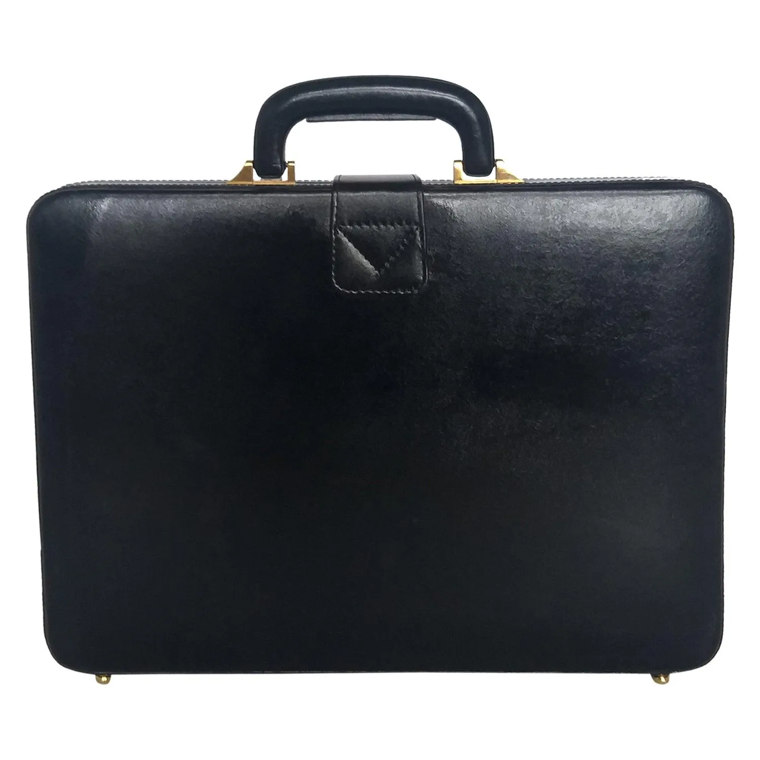 MANDAVA Men's Genuine Leather Attache Briefcase Vintage Executive Business Handbag 14 inch Laptop MacBook Carry Case (Black)