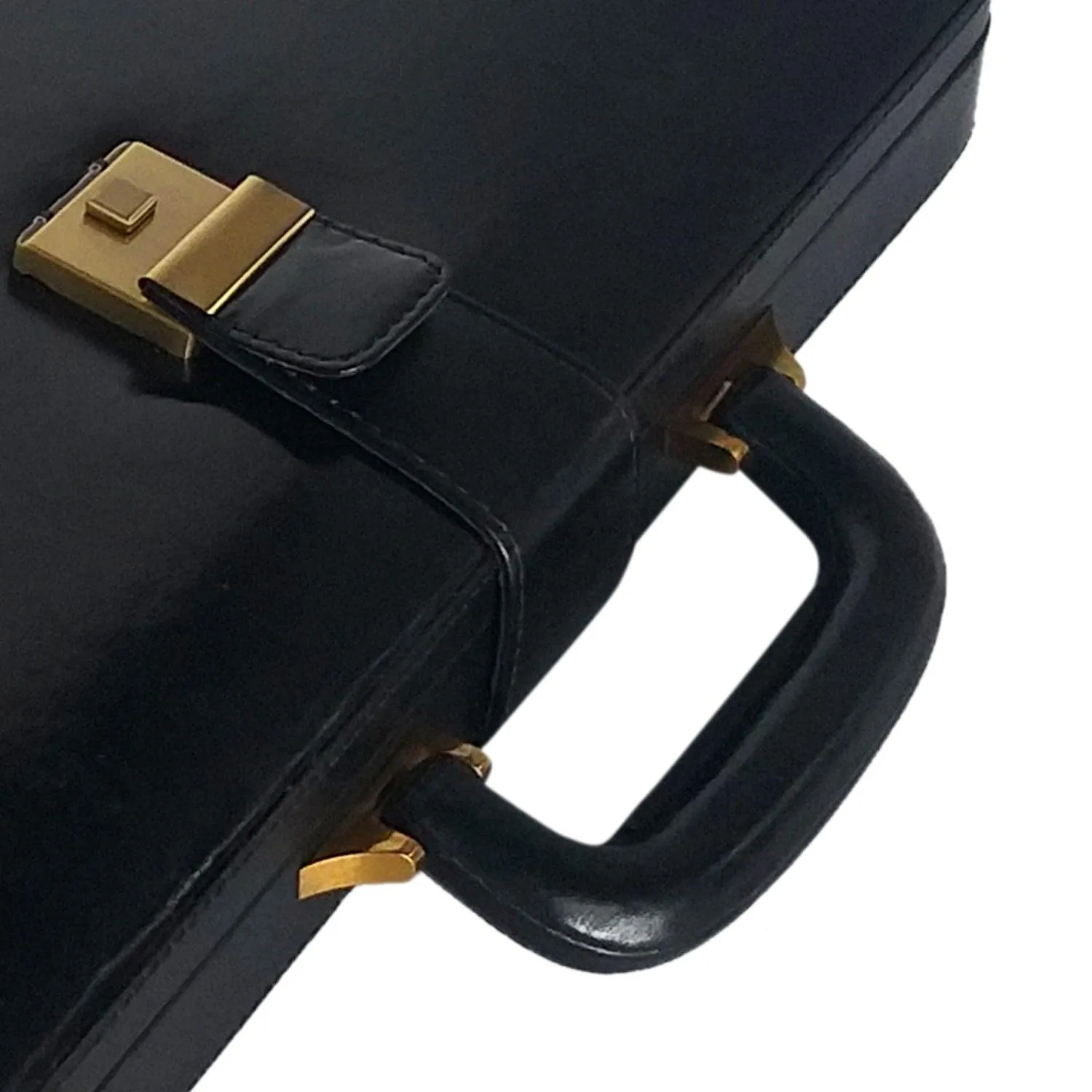 MANDAVA Men's Genuine Leather Attache Briefcase Vintage Executive Business Handbag 14 inch Laptop MacBook Carry Case (Black)