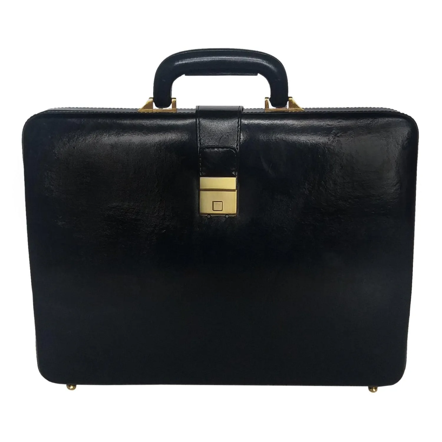 MANDAVA Men's Genuine Leather Attache Briefcase Vintage Executive Business Handbag 14 inch Laptop MacBook Carry Case (Black)