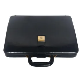 MANDAVA Men's Genuine Leather Attache Briefcase Vintage Executive Business Handbag 14 inch Laptop MacBook Carry Case (Black)