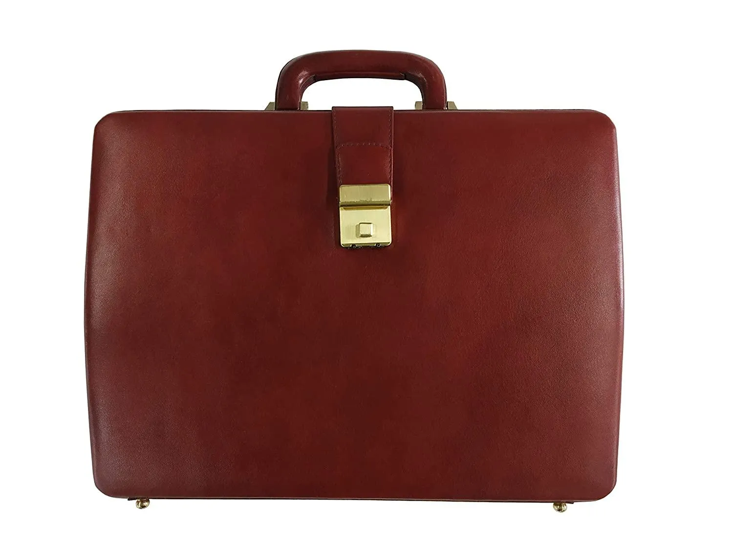 MANDAVA Men's Genuine Leather Attache Briefcase Vintage Executive Business Handbag 14 inch Laptop MacBook Carry Case Brown