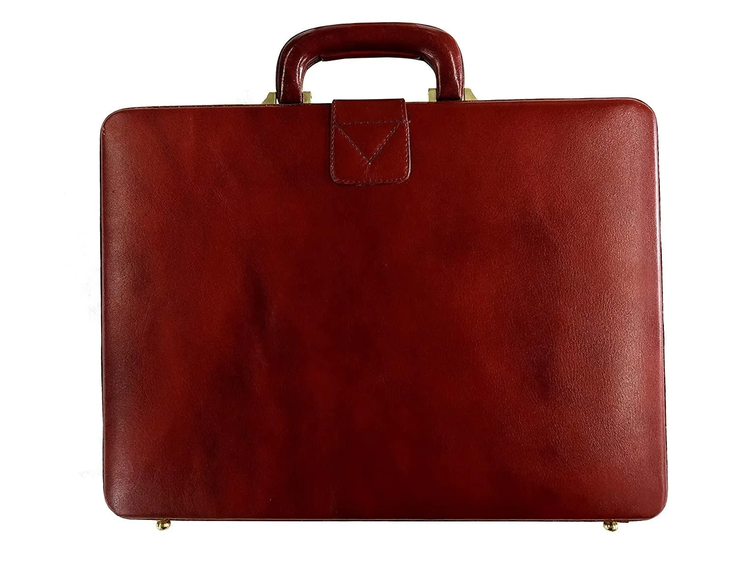 MANDAVA Men's Genuine Leather Attache Briefcase Vintage Executive Business Handbag 14 inch Laptop MacBook Carry Case Brown