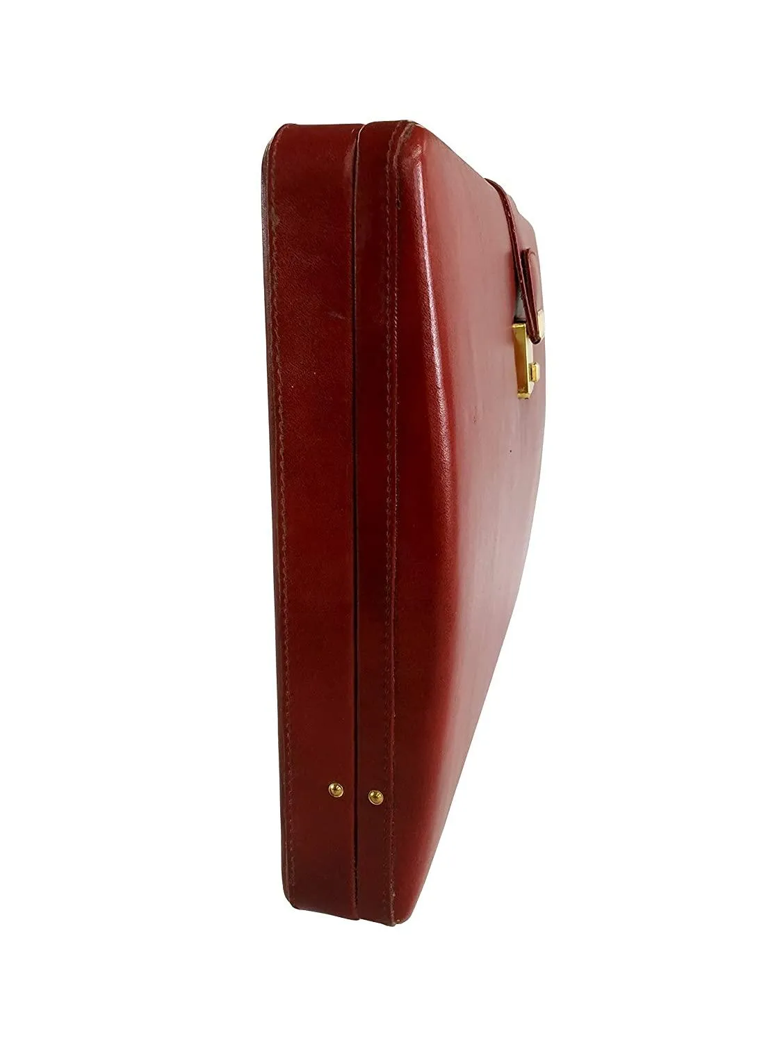 MANDAVA Men's Genuine Leather Attache Briefcase Vintage Executive Business Handbag 14 inch Laptop MacBook Carry Case Brown