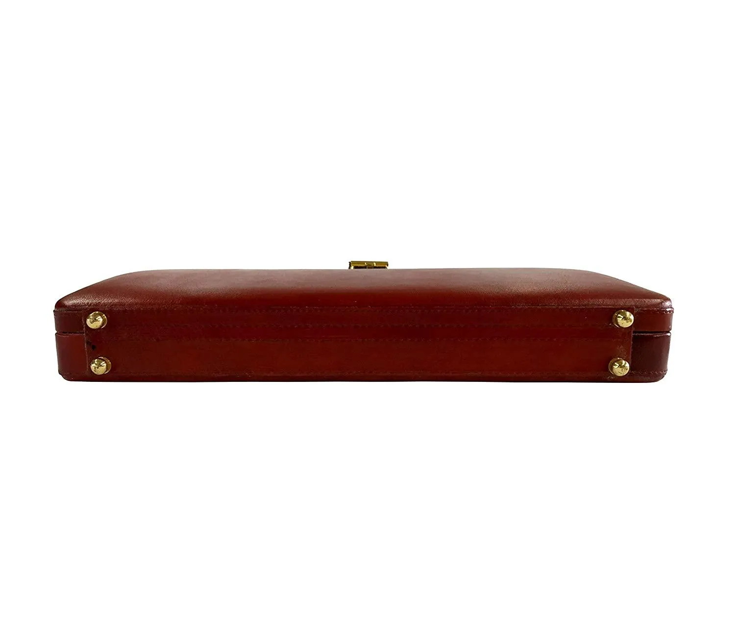 MANDAVA Men's Genuine Leather Attache Briefcase Vintage Executive Business Handbag 14 inch Laptop MacBook Carry Case Brown