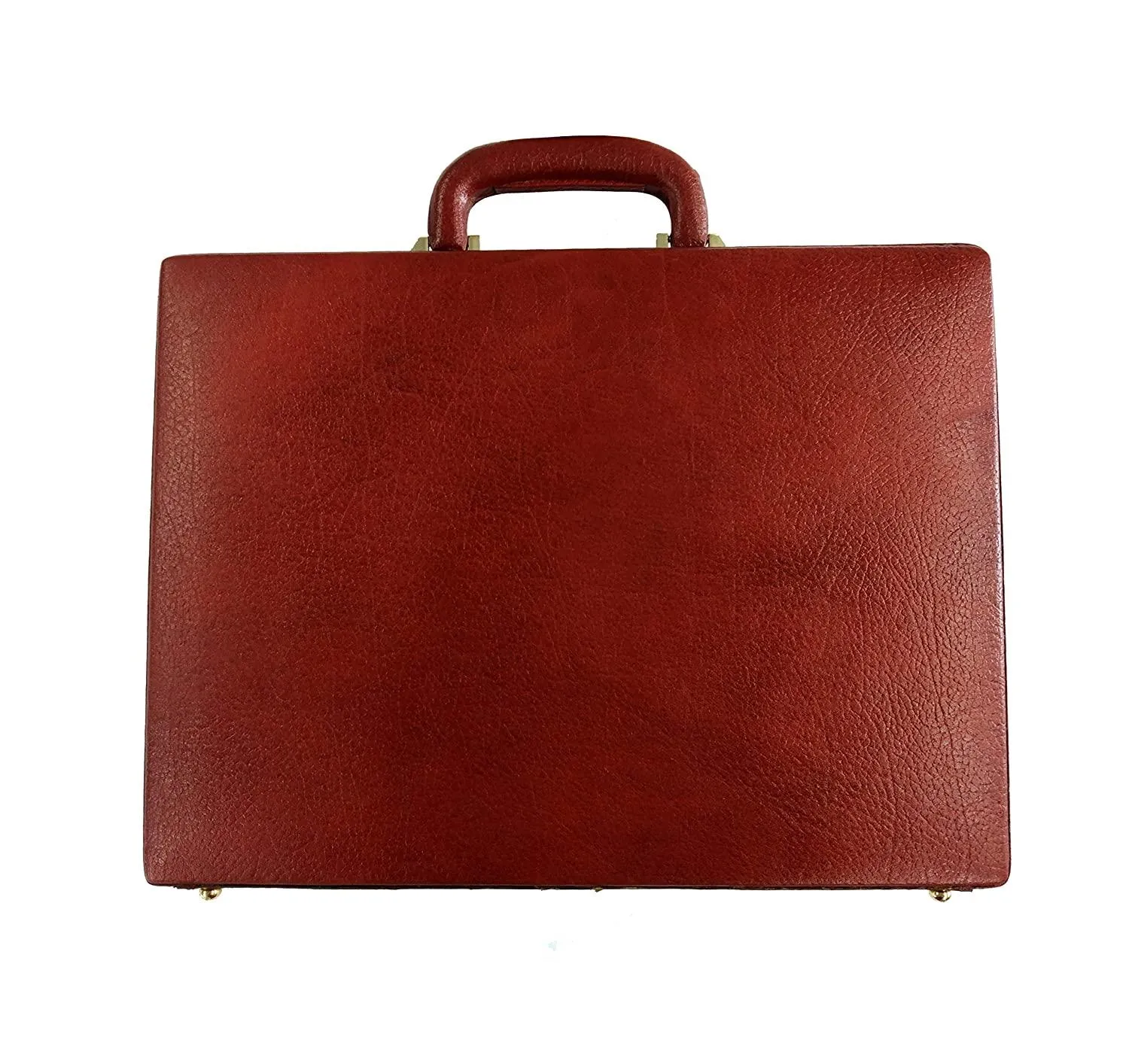 MANDAVA Men's Genuine Leather Briefcase Executive Attache Slim Business Handbag 14 inch Laptop MacBook Carry Case Brown