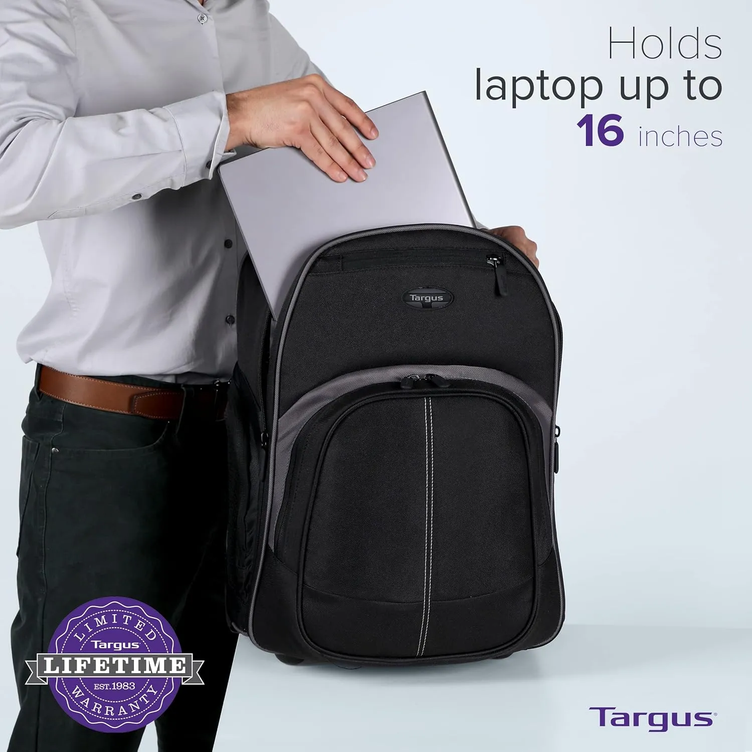 Targus Compact Rolling Backpack for 16-Inch Laptops, Black (TSB750US)