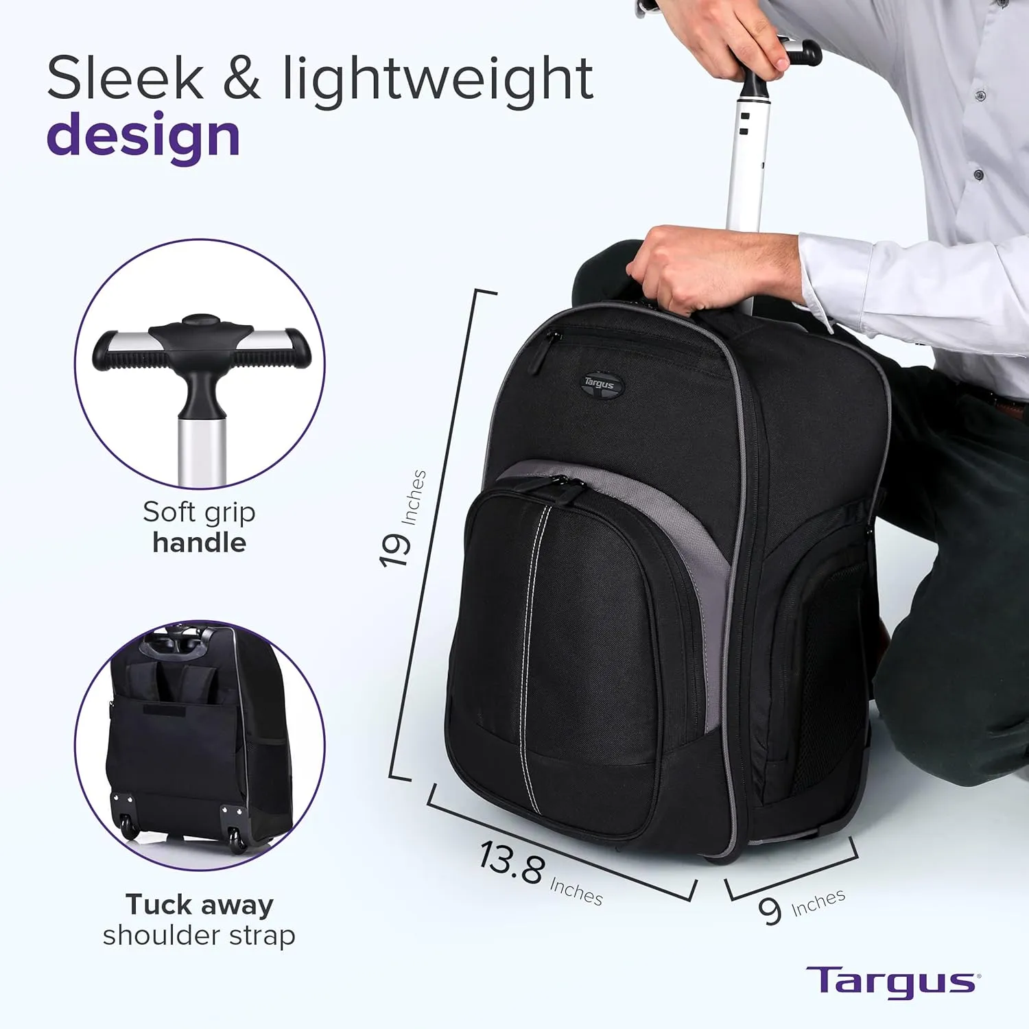 Targus Compact Rolling Backpack for 16-Inch Laptops, Black (TSB750US)