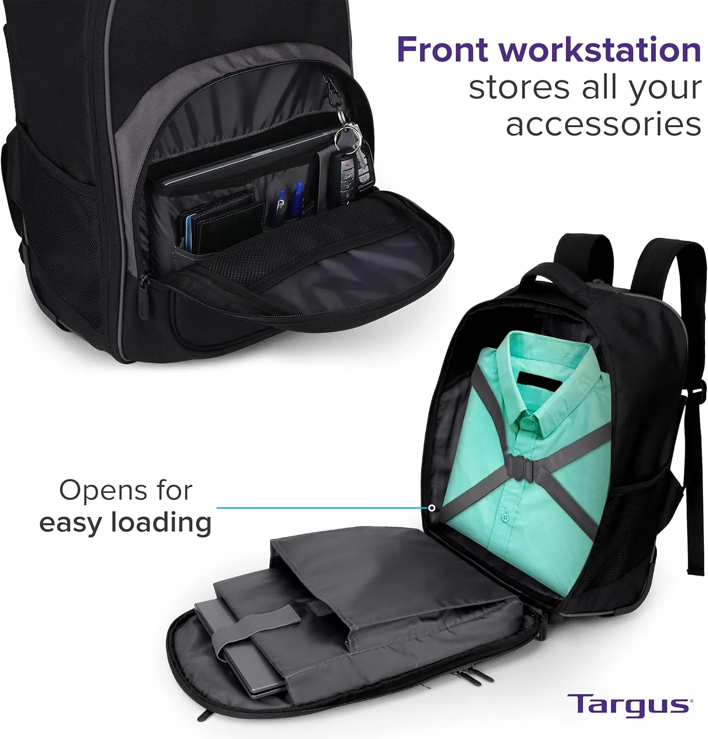 Targus Compact Rolling Backpack for 16-Inch Laptops, Black (TSB750US)
