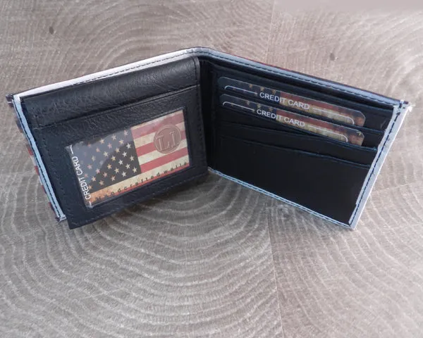 Vegan Leather Vintage Flag Bi-fold Wallet