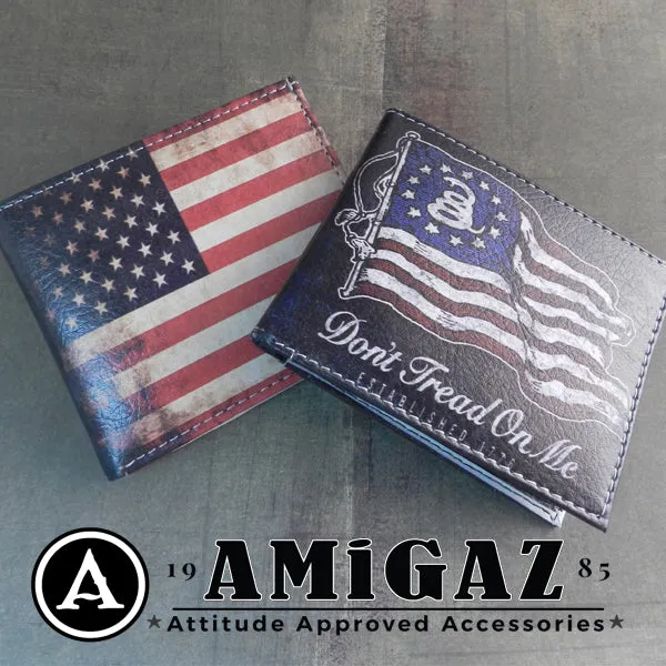 Vegan Leather Vintage Flag Bi-fold Wallet