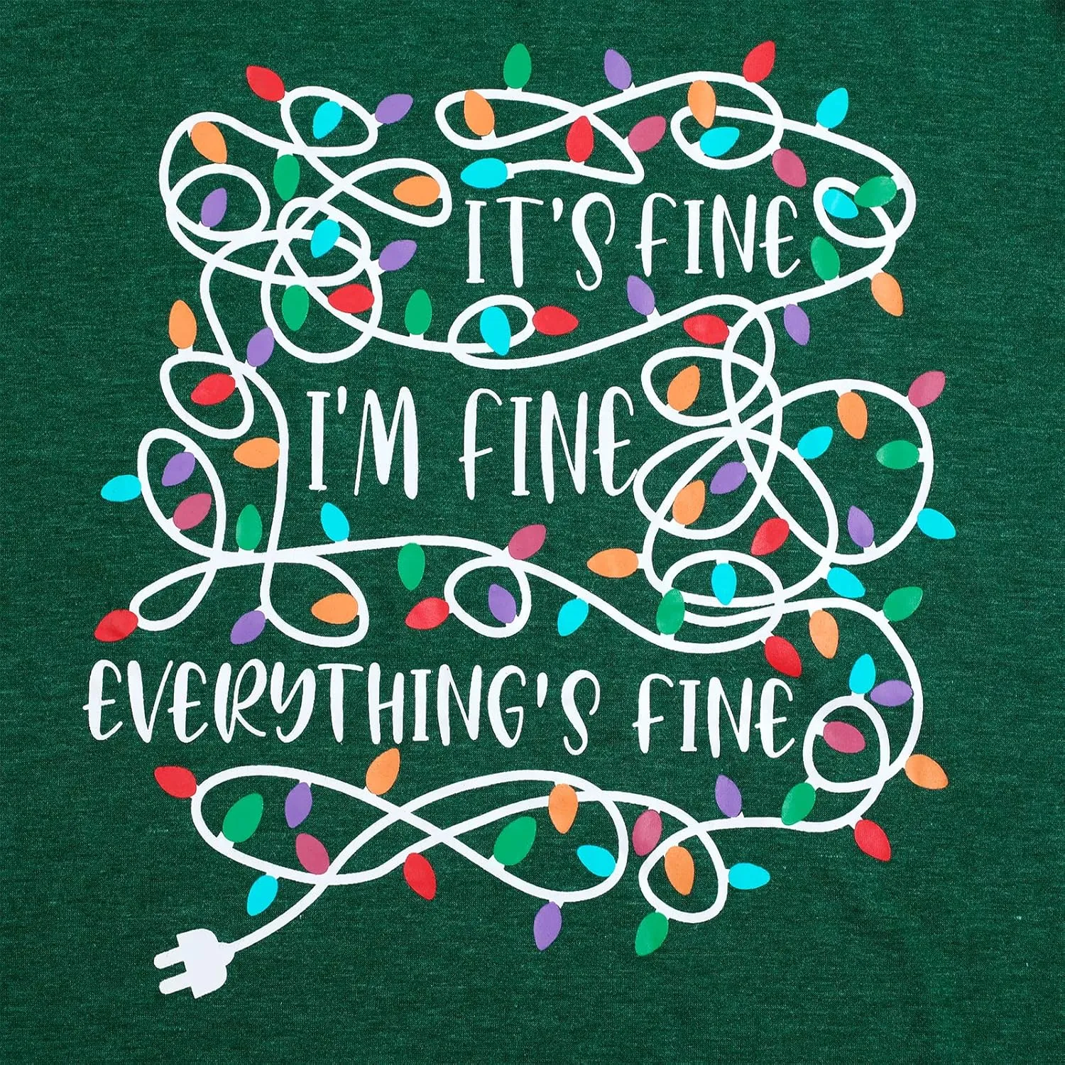 Women Plus Size I'm Fine Everything is Fine Shirt Funny Tangled Christmas Lights Striped Short Sleeve Oversized Tee Tops