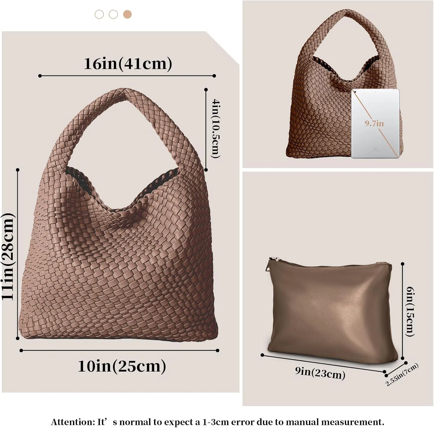 Woven Bag for Women, Vegan Leather Tote Bag Large Summer Beach Travel Handbag and Purse Retro Handmade Shoulder Bag