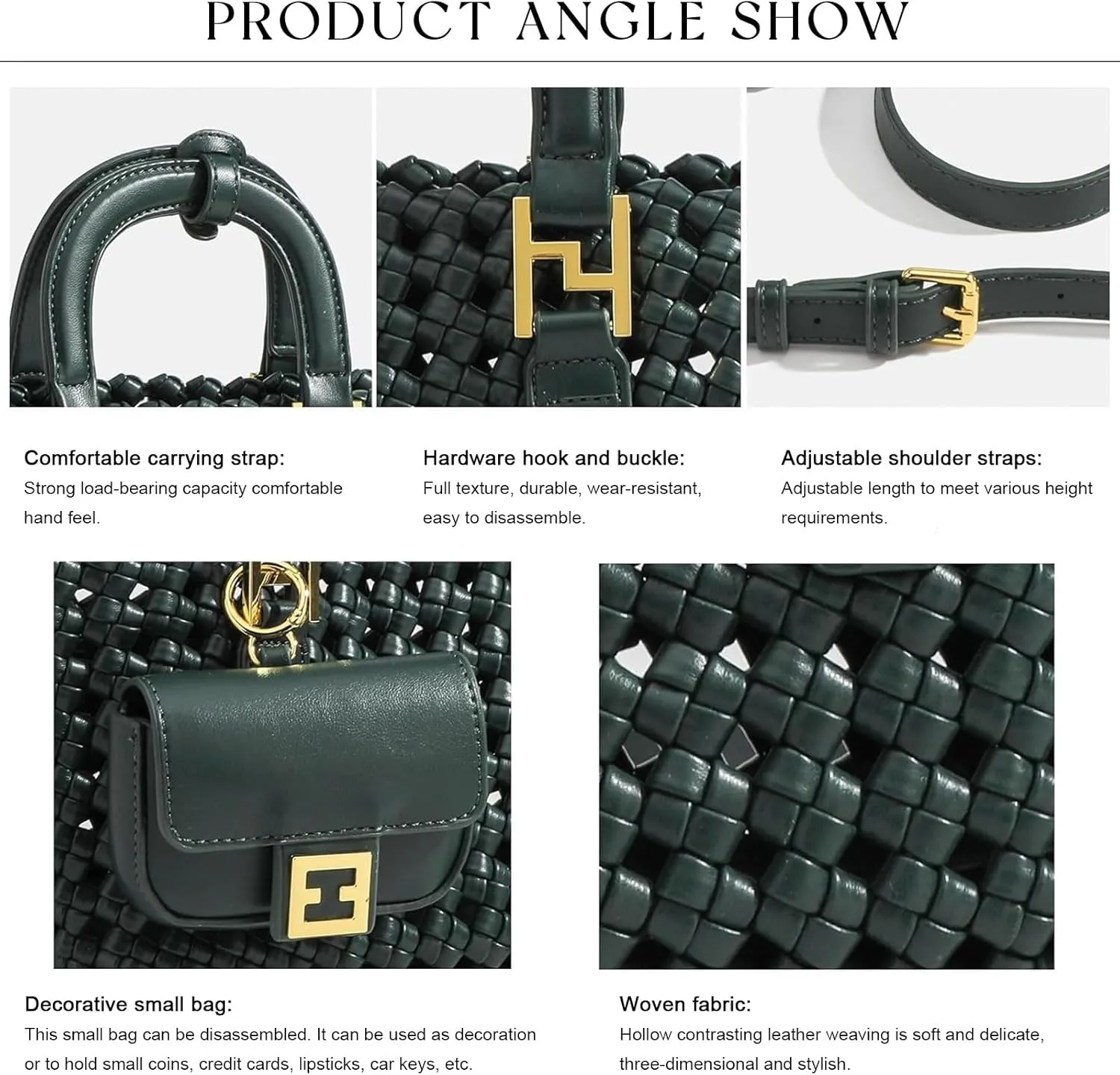 Woven Tote Bag For Women, Fashion Crossbody Shoulder Bag, Casual Top-handle Handbags, and Travel Purses Phone Bag